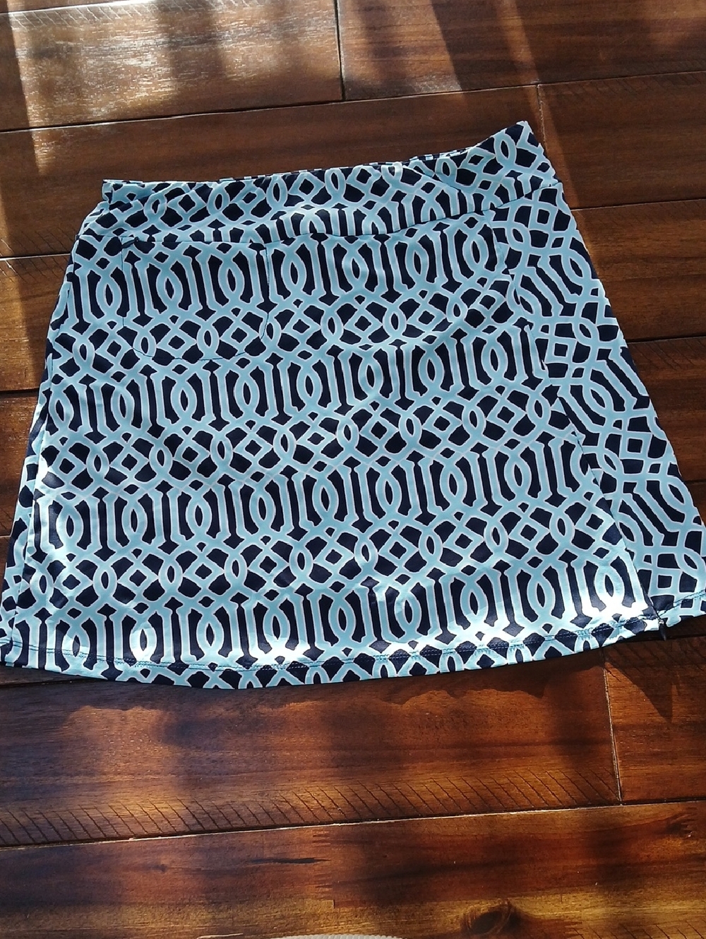Navy and White Geometric Mini Skort
